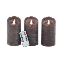 17 Stories 3 Piece Modern Scalloped LED Flicker Flameless Candle Set Color: Brown