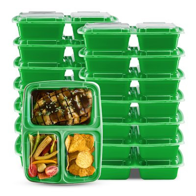 Rebrilliant 3 Compartment Food Storage Container Color: Green