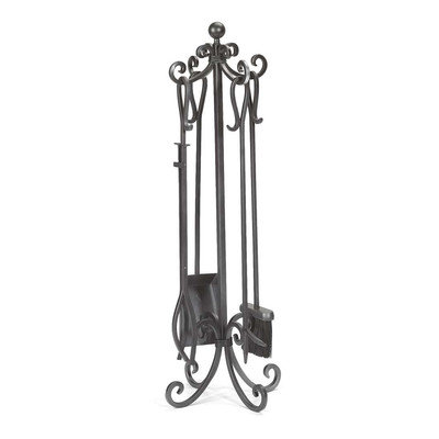 Plow & Hearth 5 Piece Steel Fireplace Tool Set Finish: Pewter