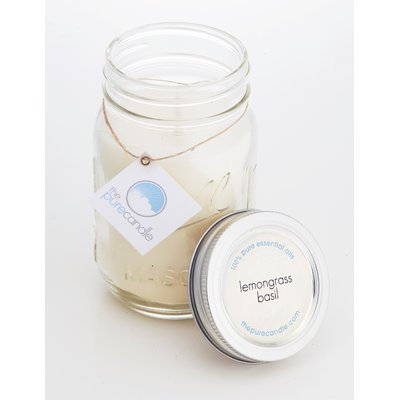 The Pure Candle Lemongrass and Basil Mason Scented Jar Candle
