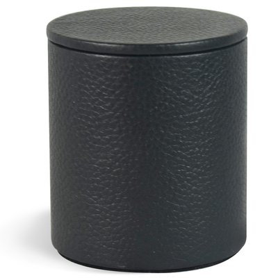 Brayden Studio Renee Genuine Leather Round Storage Container Color: Black