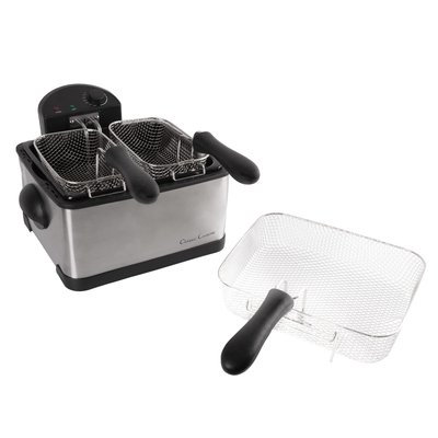 Trademark 4 Qt. 3-Basket Electric Deep Fryer (5-Piece), Silver