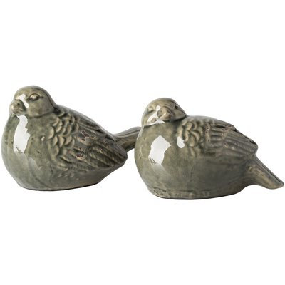 Lark Manor Lorient Ceramic Birds 2 Piece Figurine Set Color: Green