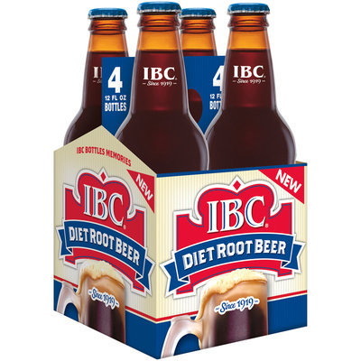 Diet IBC Root Beer, 12 Fl Oz Glass Bottles, 4 Pack