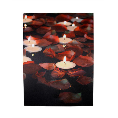 The Holiday Aisle '5 LED Lighted Garden Party Candles with Rose Petals' Photographic Art Canvas