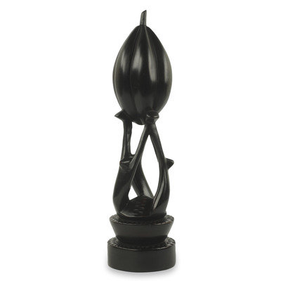 Novica Ghana's Cocoa Original Teak Wood of Cocoa Pod Sculpture