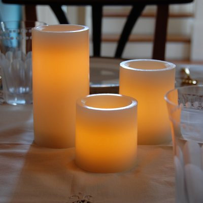 Beachcrest Home Wax LED 3 Piece Round Candle Set with Remote Control
