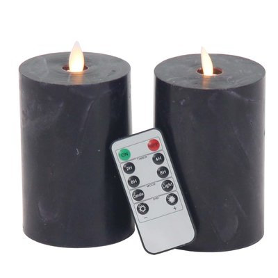 17 Stories 2 Piece Modern Cylindrical LED Flicker Flameless Candle Set Color: Black