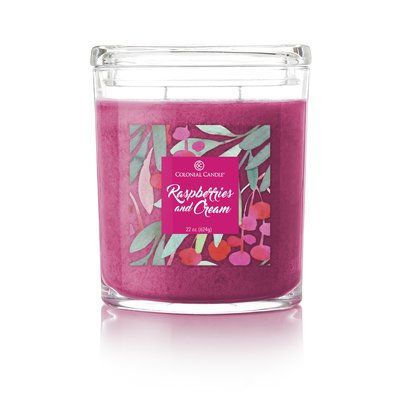 Colonial Candle CC022.5400 22 oz Oval Jar Candle Raspberries & Cream Pack of 2