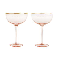 Cathys Concepts Personalized 8 Oz. Blush Rose Gilded Rim Coupe Flutes