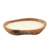 Rosecliff Heights Rustic Teak Wood Jar Candle in Brown/White