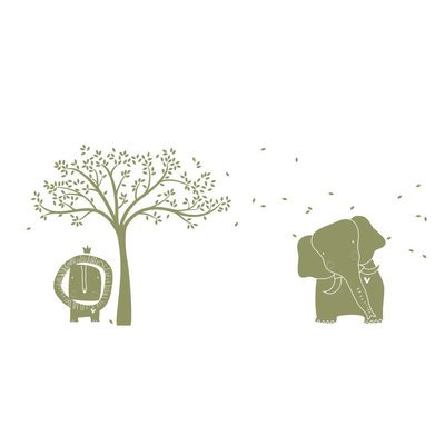 Littlelion Studio Baby Zoo Mural Monochromatic Wall Decal Color: Olive Green
