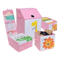 Zoomie Kids Kids Safari Fabric 5 Piece Underbed Storage Set Color: Pretty Pink