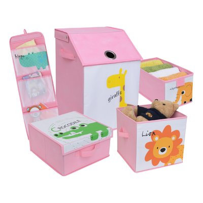 Zoomie Kids Kids Safari Fabric 5 Piece Underbed Storage Set Color: Pretty Pink