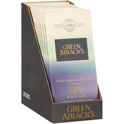 Green & Black's 70% Cacao Pure Dark Chocolate 12-3.17 oz. Bars