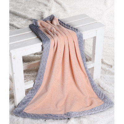 Harriet Bee Bakker Solid with Border Plush Blanket Color: Coral / Grey
