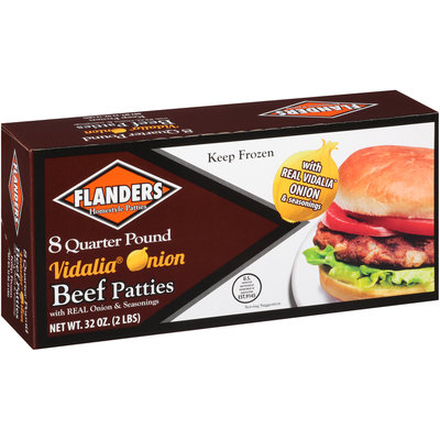 Flanders Homestyle Patties 8 Quarter Pound Vidalia® Onion Beef Patties 32 oz. Box