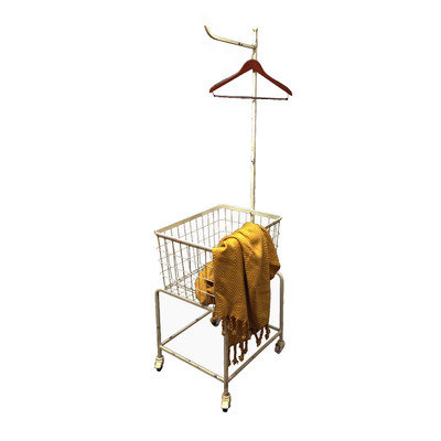 Wilco Home Metal Rolling Laundry Cart Finish: White