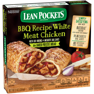 LEAN POCKETS Frozen Sandwiches Mesquite Recipe BBQ Chicken 9 oz. Box