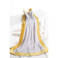 Harriet Bee Bairdstown Zigzag with Border Plush Blanket Color: Grey / Yellow