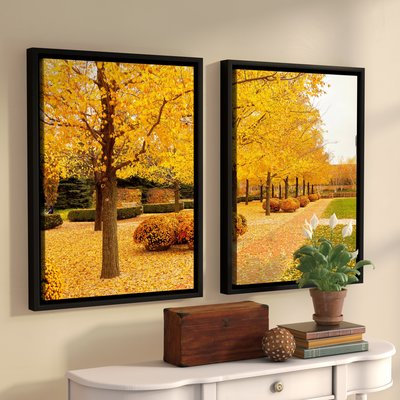 Andover Mills 'Fall Walkway' 2 Piece Framed Photographic Print Set Size: 32