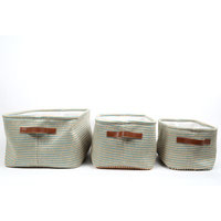 Gracie Oaks 3 Piece Boho Storage Basket Set Color: Blue Stripes