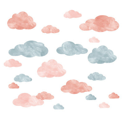 Eco Wall Decals 20 Piece Cloud Wall Decal Set Color: Blue/Pink