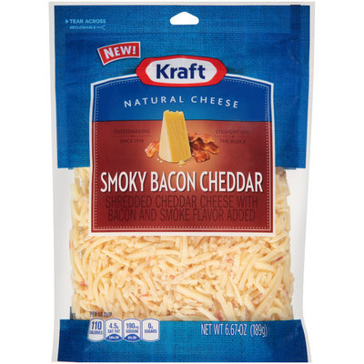 Kraft Shredded Smoky Bacon Cheddar Cheese 6.67 oz. Bag
