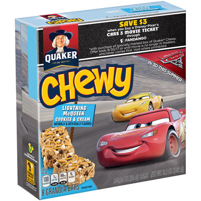 Quaker® Chewy Lightning Mcqueen Cookies & Cream Granola Bars