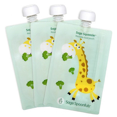 Sage Spoonfuls Sage Squeezie 7 Oz. Reusable Food Pouch Finish: Giraffe