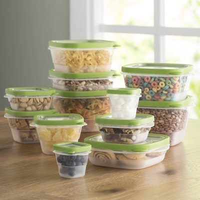 Wayfair Basics 24-Piece Plastic Food Storage Container Set Color: Green