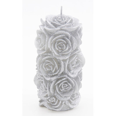 Intrada 2 Piece Romanza Rose Pillar Set Color: Silver