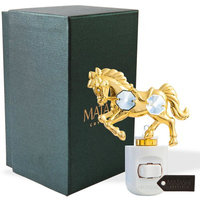 Matashicrystal 24K Gold Plated Crystal Studded Horse Multi-Colored LED Night Light