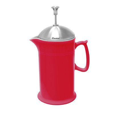 Chantal Ceramic French Press with Stainless Steel Plunger & Lid, 28 oz, Red