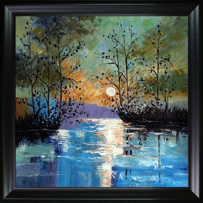 Tori Home River with Glowing Moon by Justyna Kopania Framed Oil Reproduction