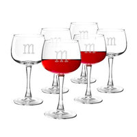 Latitude Run Metz Personalized 13 Oz. Red Wine Glass Letter: M