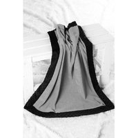 Harriet Bee Bakker Solid with Border Plush Blanket Color: Grey / Black