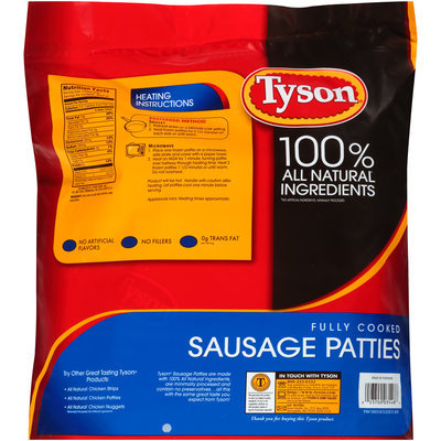 Tyson® Fully Cooked Sausage Patties 64 oz. Bag
