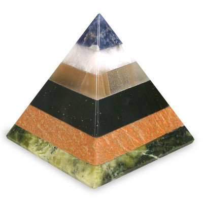 Novica Natural Energy Gemstone Pyramid Sculpture