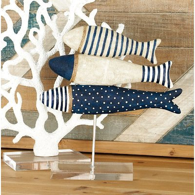 Breakwater Bay Manion Coastal 3-Fish Polystone and Acrylic Figurine