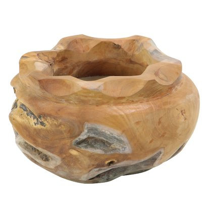 Rosecliff Heights Rustic Bowl Teak Wood Jar Candle