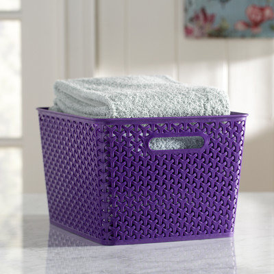 Wayfair Basics Plastic Storage Bin Size: Large, Color: Purple