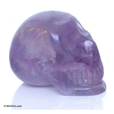 Novica Unique Hand Carved Skull Sculpture