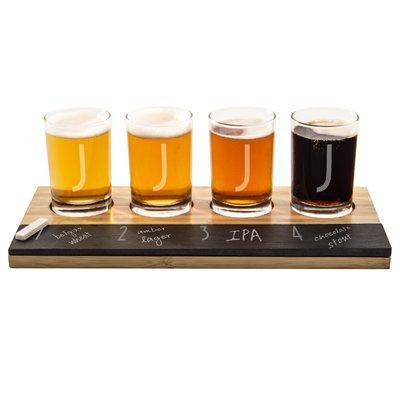 Latitude Run Metz Personalized Bamboo and Slate Tasting Flight 5.5 Oz. 6 Piece Drinkware Set Letter: J