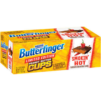 BUTTERFINGER PEANUT BUTTER CUPS Smokin’ Hot 1.5 oz Bag, 24 ct Carton