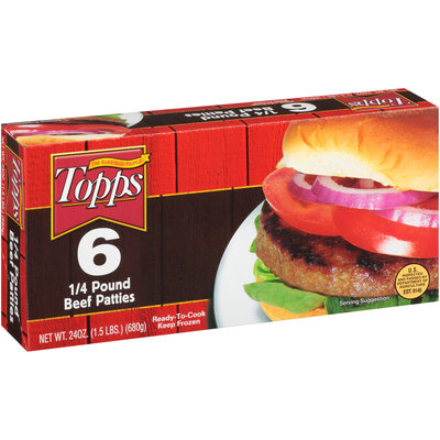 Topps 6 1/4 Pound Beef Patties 24 oz Box