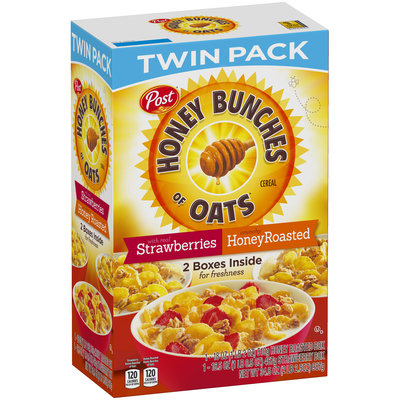Post® Honey Bunches of Oats® Crunchy HoneyRoasted & with Real Strawberries Cereal Variety Pack 2 ct Box