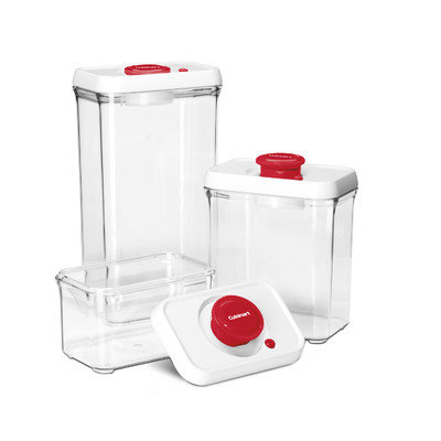 Cuisinart 3-Piece Fresh Edge Vacuum-Seal Food Storage Container Set Color: Red