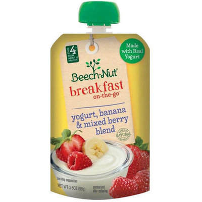Beech – Nut Stage 4 Breakfast On -The - Go Yogurt, Banana & Mixed Berry Blend, 3.5 oz Pouch (Pack of 12)
