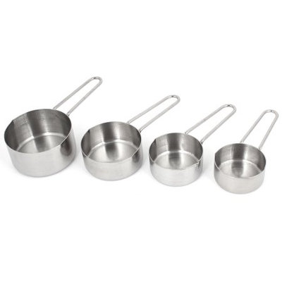 Unique Bargains 60ml 80ml 125ml 250ml Silver Tone Measuring Cup 4 in 1 for Cooking Baking